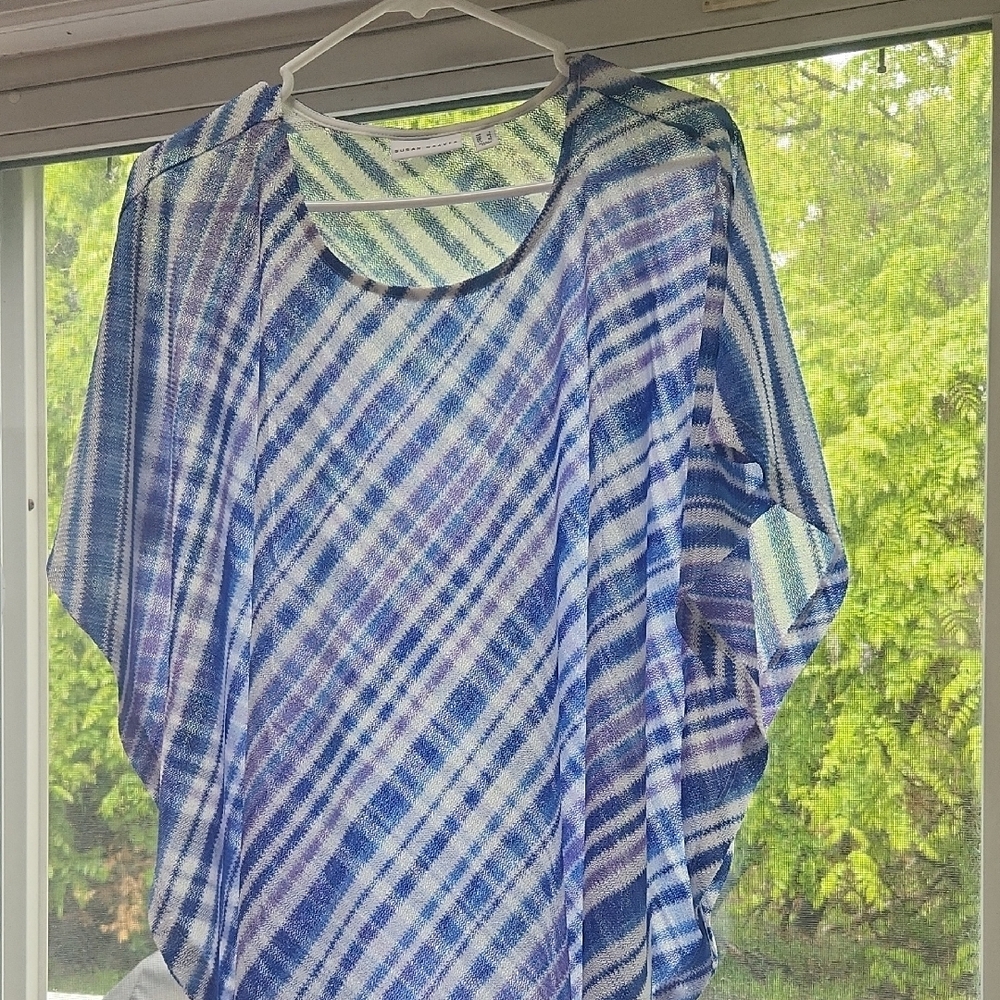 Blue and Purple Plaid Women's Top